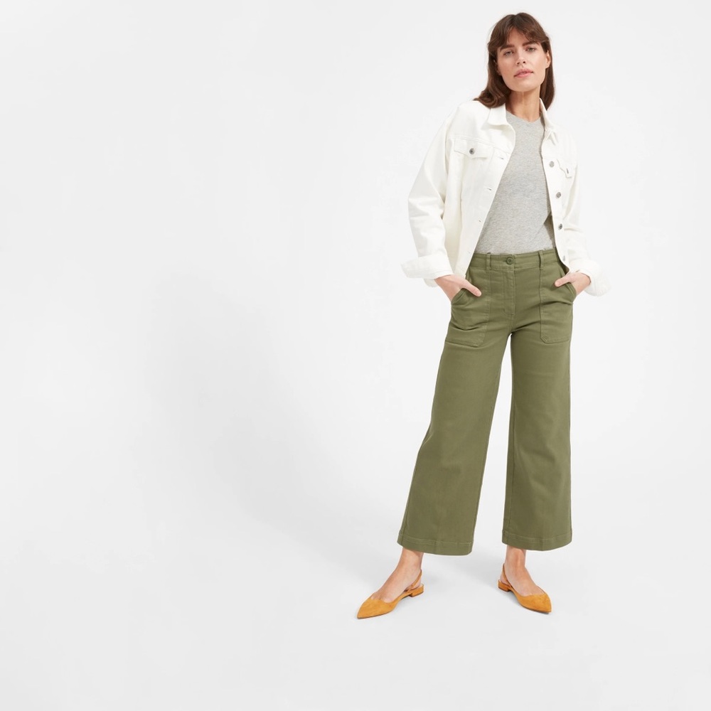 Everlane Wide-leg Crop Pant size 2 Army Green